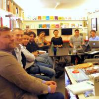 Free legal aid: Co-founder Naoise Gaffney (far right) attends a StartEd event at Open Source Cafe in Shimokitazawa, Tokyo. StartEd offers a legal leg-up for tech startups