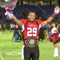 Center of attention: Fujitsu Frontiers running back Gino Gordon was named MVP of the Japan X Bowl on Monday. Gordon stars on big stage