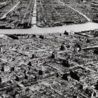 An aerial photo taken in March 9, 1945, shows the fire-bombed industrial section of Tokyo along the Sumida River. From Tokyo to Grozny, history littered with civilian massacres