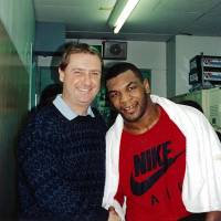 Time machine: Man About Sports columnist Dave Wiggins poses with world heavyweight champion Mike Tyson and promoter Don King prior to the title match with Buster Douglas in Tokyo in February of 1990. Tyson-Douglas anniversary brings back mixed emotions