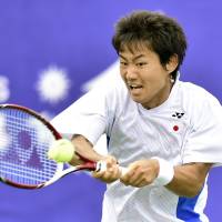 Party’s over: Yoshihito Nishioka, seen in a 2014 file photo, was defeated by Bernard Tomic in the Delray Beach Open quarterfinals on Friday. Tomic defeats Nishioka in quarters