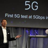Ericsson Chief Executive Hans Vestberg speaks during a presentation event at the Mobile World Congress in Barcelona on Monday. Ninety thousand executives, marketers and reporters gather in Barcelona this week for the telecom operators Mobile World Congress, the largest annual trade show for the global wireless industry, and many eyes are looking toward 5G mobile potential. Mobile industry tiptoes toward 5G