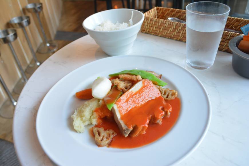 Garb Monaque Funky: Pork served with gravy, mash and roasted vegetables. | J.J. O'DONOGHUE