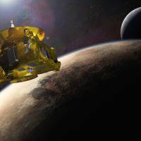 As cold as ice: The New Horizons spacecraft aims to map the geology of Pluto and its moons. The largest, Charon (depicted in the background of this artist’s impression), is the size of Texas. NASA spacecraft set to make the first-ever flyby of distant Pluto