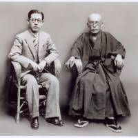 Sartorial subterfuge: Yoshiko Kawashima poses for a photo beside her adoptive father, Naniwa Kawashima, a Japanese spy based in Manchuria. Invoking Manchuria's cross-dressing spy