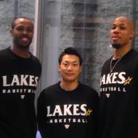 Championship experience: Shiga forwards Jeff Parmer (left) and Ray Nixon (right) both won titles as Hamamatsu players, while Lakestars head coach Koto Toyama earned a ring as a Hamamatsu assistant. Shiga's Toyama relies on mentor to improve Lakestars
