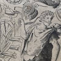 An alleged image of playwright William Shakespeare from a first edition of The Herball, a 16th century book on plants, is seen at an office in London on Tuesday. The illustration is thought to show the first and only authentic portrait of Shakepseare, according to British botanist and historian Mark Griffiths. Man's portrait identified as that of young Shakespeare