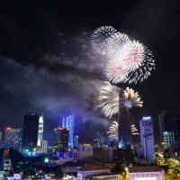 Fireworks light up the sky over the center of Ho Chi Minh City (former Saigon) late Thursday as part of celebrations marking the 40th anniversary of the fall of Saigon. Vietnam marked the 40th anniversary of Saigon's fall with a huge military parade to celebrate the moment communist forces ended a decades-long conflict and delivered a painful blow to American moral and miliary prestige Last U.S. Marines to leave Saigon 40 years ago describe chaos of war's end