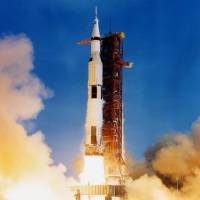 “Up Goer Five”: A Saturn V space rocket launches in 1969. Language of science key to wisdom