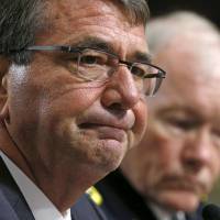 U.S. Secretary of Defense Ash Carter and Chairman of the Joint Chiefs of Staff Gen. Martin Dempsey testify during a Senate Armed Services Committee hearing on Counter-ISIL (Islamic State of Iraq and the Levant) Strategy on Capitol Hill in Washington Tuesday. The United States was only training about 60 Syrian opposition fighters to battle Islamic State as of July 3, far below expectations, partly due to rigorous U.S. vetting of recruits, Carter told Congress on Tuesday. With only 60 Syrian rebels trained, U.S. military chiefs face tough questioning on Islamic State