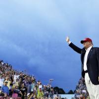Republican presidential candidate Donald Trump speaks Friday during a campaign pep rally in Mobile, Alabama. NBC's Meet the Press had its biggest audience in more than a year for its Trump interview on Aug. 16, leading that show's biggest competitors, ABC's This Week and CBS' Face the Nation, to feature phone interviews with the New York businessman Sunday. Trump TV ratings frenzy feeding on itself as reality check finds rivals reeling