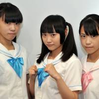Seifuku Kojo Iinkai (Uniform Improvement Committee) members (from left to right) Yuria Saito, Kana Kinashi and Noa Saito Culture clash: Entertainers add weight to government protests