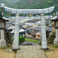 The ceramic torii gate of the Touzan Shrine looks over the town of Arita in Saga Prefecture. Arita fires up a love of pottery, both historical and contemporary