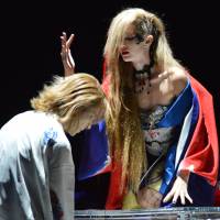 Yoshiki (left) of X Japan
fame plays a piano at
the opening of the Yoshikimono show
at Mercedes-Benz Fashion Week
Tokyo on Oct. 17. Tokyo fashion week: womenswear gets a welcome jolt of energy