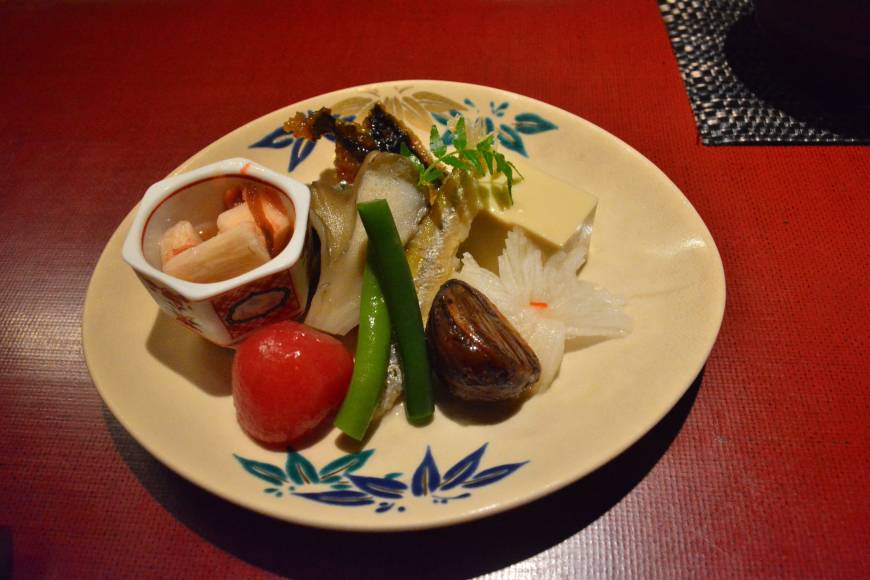 Hashinaga Taro served both pickled and in plum sauce, with autumn vegetables | J.J. O'DONOGHUE