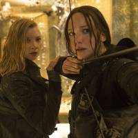 Games over: Natalie Dormer (left) and Jennifer Lawrence, who play Cressida and Katniss respectively, team up in the final installment of The Hunger Games film franchise. Jennifer Lawrence, Natalie Dormer and Gwendoline Christie laud the heroic women of 'The Hunger Games' saga