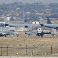 U.S. Air Force A-10 Thunderbolt II fighter jets (foreground) are pictured at Incirlik airbase in the southern city of Adana, Turkey, Friday. U.S. pulling 12 fighter jets from Turkey's Incirlik base