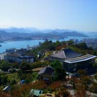 The view from Senkoji Park observation platform in Onomichi, HIroshima Prefecture. The changing view of Onomichi town