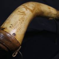 A powder horn experts believe was used by Alexander Hamilton is photographed Dec. 15 at Antique NJ in Closter, New Jersey. The horn goes up for auction Monday on what would have been Hamilton's birthday. Owner hopes popular N.Y. musical boosts bids for Alexander Hamilton's 1773-inscribed powder horn