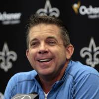 New Orleans Saints coach Sean Payton speaks at a news conference in Metairie, Louisiana, on Wednesday. Payton said he would intended to remain with the team. Payton refutes speculation, will stay as coach of Saints