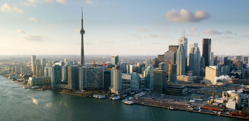 Towering heights: The iconic CN Tower stands among other buildings in Toronto