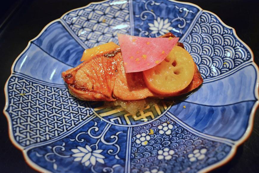 Oimatsu Kitagawa Yellowtail in teriyaki sauce with kumquat and radish | J.J. O'DONOGHUE