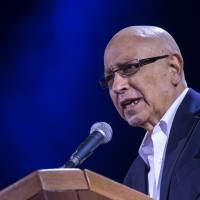 Meir Dagan, the former director of the Israeli spy agency Mossad, is seen giving a speech during a rally to ask for a change in the Israeli policy in Rabin Square in the Israeli costal city of Tel Aviv in this file photo taken on March 7, 2015. Dagan died on Thursday, aged 71. Israeli ex-Mossad spy chief Meir Dagan dies at 71