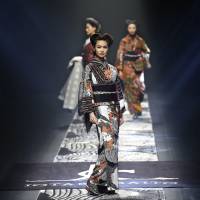 Kimono without rules: Models display creations by designer Jotaro Saito during Tokyo fashion week on March 16. Designer Jotaro Saito seeks to free the kimono from the confines of tradition