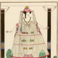 “Pleasure in the History of Fashion” at the Setagaya Art Museum (left to right): ?Charles Martin’s “The Birdcage: Fancy Costume by Paquin” from “Gazette de bon ton” (February 1913); Louis-Marie Lante’s “Costumes of Parisian” from “Journal des dames et des modes” (March 30, 1833) Stitches in time make fashion sublime
