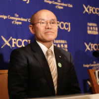 Minamisoma Mayor Katsunobu Sakurai speaks last month at a news conference at the Foreign Correspondents Club of Japan in Tokyo. Minamisoma mayor sees future for Fukushima 'nonnuclear' city in energy independence