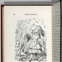 This undated photo provided by Christie’s shows a page from a first print-run of Lewis Carroll’s “Alice’s Adventure in Wonderland,” that is heading to auction, where it could fetch as much as $3 million. The book, containing 42 original drawings by the famed illustrator John Tenniel, is one of only six 1865 copies in private hands. Rare 1865 'Alice' edition to go on block at Christie's, may fetch $3 million