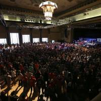 Democratic presidential candidate Sen. Bernie Sanders speaks at a campaign rally Monday in Atlantic City, New Jersey. Analysts say Sanders plan would hike U.S. incomes but overhauled health care would send deficits soaring