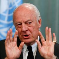 United Nations special envoy on Syria Staffan de Mistura speaks during a news conference after a meeting with Russian Foreign Minister Sergei Lavrov in Moscow Tuesday. If Aleppo truce doesn't happen soon, 400,000 refugees could head for Turkey: U.N. envoy