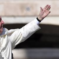 Pope Francis greets the crowd during an audience as part of the Jubilee Year of Mercy on Saturday at St. Peter's square in Vatican. Pope urges severe punishment for pedophiles as details of 2014 slaying of girl, 6, shock Italy