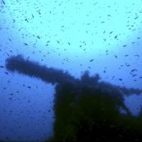 This image taken from video shows a partial view of a British submarine that sank off Sardinia during World War II. An Italian diver claims to have located the long-lost wreck of the British submarine HMS P311 off Sardinia. Italian diver boasts finding British sub lost in 1942 off Sardinia with 71 aboard