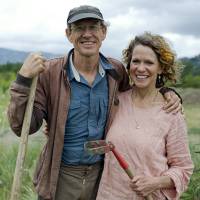 Cafe Gratitude owners Matthew and Terces Engelhart pose at their farm in Vacaville, California. In California, couple's return to meat sparks vegan uproar
