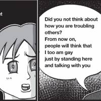 A gay student is verbally harassed by a teacher in a manga released by Human Rights Watch on Friday. HRW released a report the same day on LGBT students in Japan. Bullying of LGBT students at 'epidemic' levels in Japan: Human Rights Watch