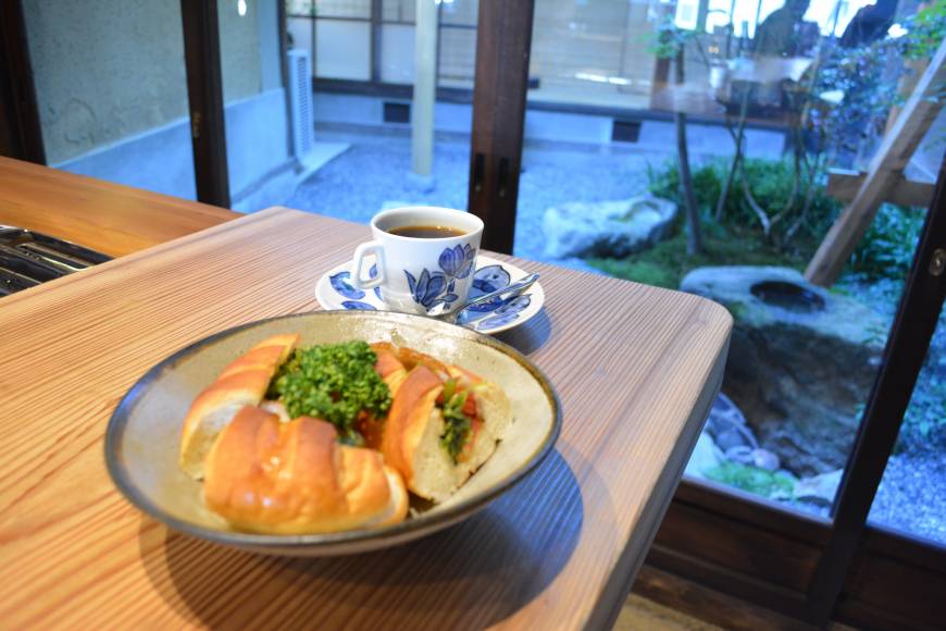 Ichikawaya Coffee Coffee, with a bacon and mibuna (potherb mustard) breakfast roll | J.J. O'DONOGHUE