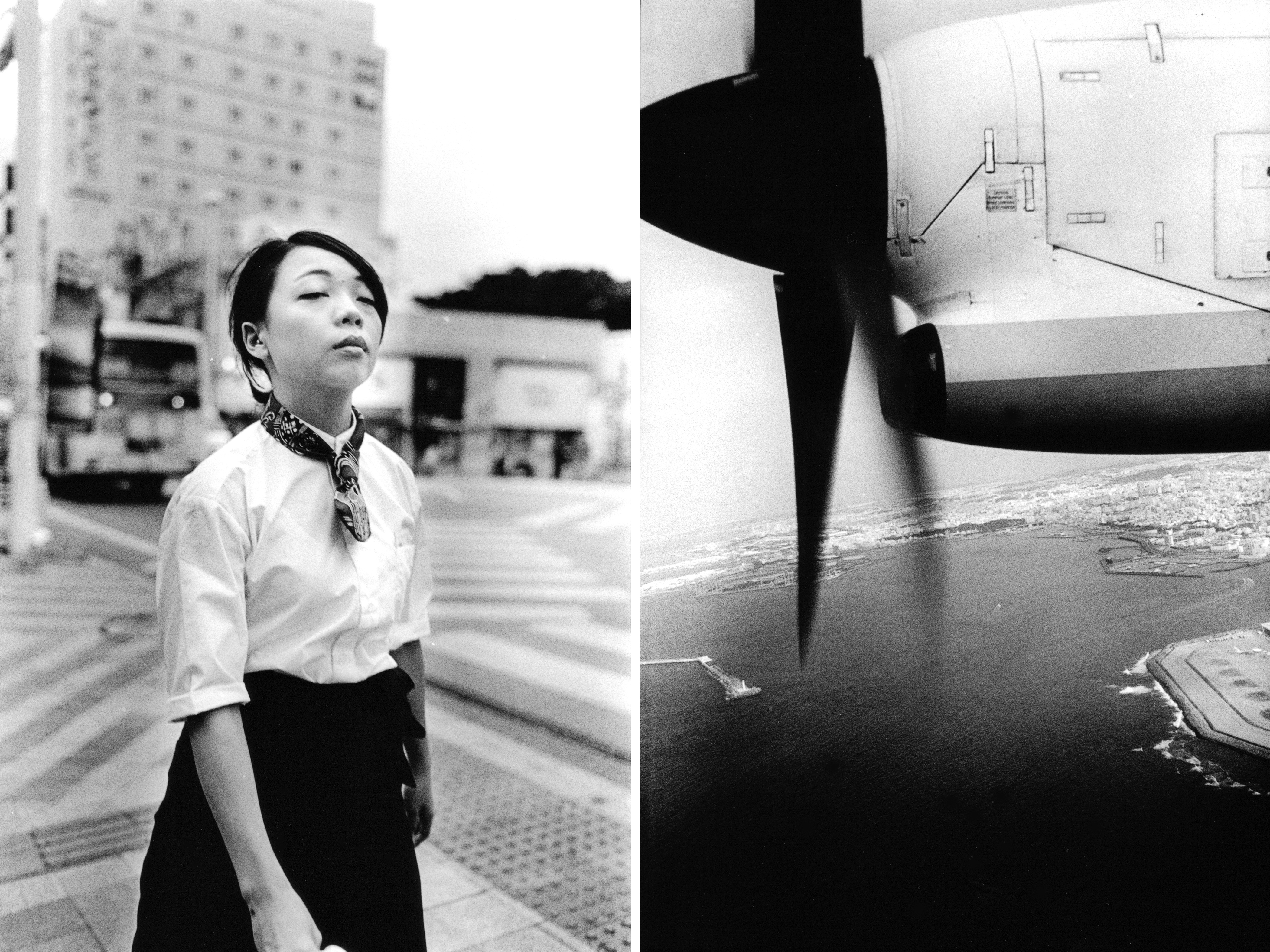 Left: Kokusai Dori in Naha is like Broadway in New York. You can find restaurants, shops, bars, music venues and boutiques. When I walk on busy streets like this, I shoot whoever is coming into my line of sight. The developed negatives are a virtual catwalk of anonymous people — I don