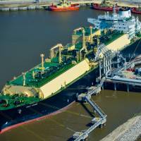 LNG carrier Asia Vision is docked at the Cheniere Energy Inc. terminal in February. American shale gas heads to East Asia for first time