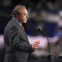 Continental Resources CEO Harold Hamm speaks at the Republican convention in Cleveland on Wednesday. Trump looking to pick top fracking mogul Hamm as energy secretary