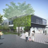 An artist's impression shows the exterior of the new JR Harajuku Station building that will be built before 2020. Modern needs, crowds outgrow historic Harajuku Station