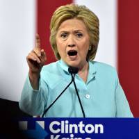U.S. Democratic presidential candidate Hillary Clinton addresses a campaign rally at Florida International University in Miami on Saturday. Clinton a known quantity to Japanese officials, while Trump is still a wild card