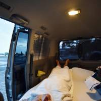 Kazumitsu Sosogi, a resident of Mashiki, Kumamoto Prefecture, still sleeps in his car three months after he lost his home in a powerful earthquake. Kumamoto cleanup drags on three months after powerful quakes