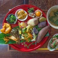 Treasure chest: The Detox Set at Okinawa’s Garamanjyaku Cafe is loaded with unusual herbs and vegetables, it’s a local variation on a style of cooking based on traditional Chinese yakuzen (herbal medicine) cuisine. The herb diet of Okinawa's long-living elders
