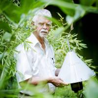 Willem Takken shows his mosquito trap at Wageningen University in the Netherlands on Wednesday. Human-scented traps fight malaria