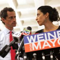 New York mayoral candidate Anthony Weiner and his wife, Huma Abedin, attend a news conference in New York in 2013 Clinton aide Abedin splits with spouse Weiner over new sexting scandal; Trump quick to pounce