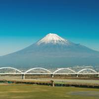 Mount Fuji is seen from Fujigawa Bridge in Shizuoka Prefecture. JTB offering weddings on Mount Fuji for non-Japanese tourists