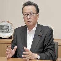 Hajime Funada is interviewed in Tokyo's Nagatacho district on Aug. 8. He hails from a family of politicians. Risking political suicide, LDP veteran Funada challenges Abe over Constitution