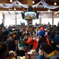 A cafeteria at the Niseko Hanazono resort in Kutchan, Hokkaido, is crowded with visitors in February 2015. Surging numbers of visitors and residents is helping the ski resort to flourish while other rural communities slowly die. A ski resort success, Niseko defies rural Japan's demographic decline